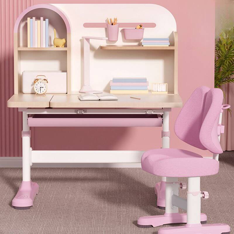 Wood Writing Desk with Storage and Hutch for Kids