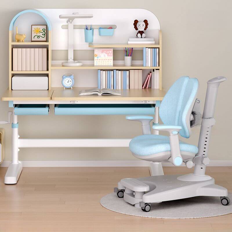 Wood Writing Desk with Storage and Hutch for Kids