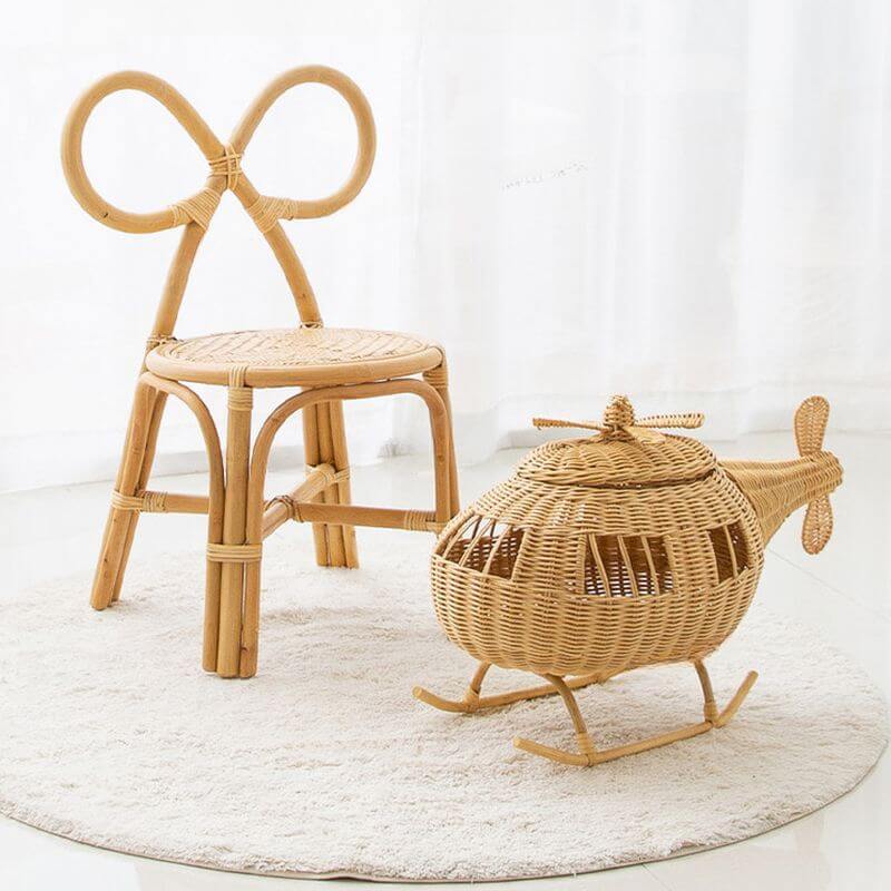 Wooden Bowknot Back Kids Chair - Natural Finish