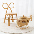 Wooden Bowknot Back Kids Chair - Natural Finish
