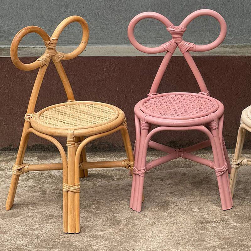 Wooden Bowknot Back Kids Chair - Natural Finish