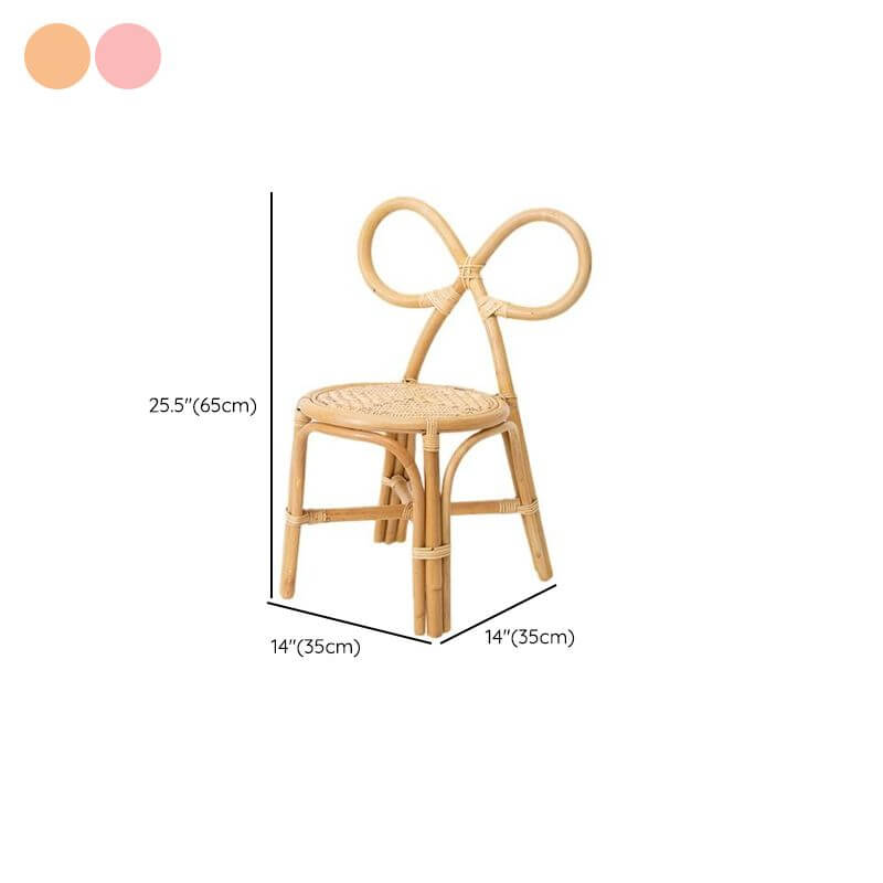Wooden Bowknot Back Kids Chair - Natural Finish Dimensions