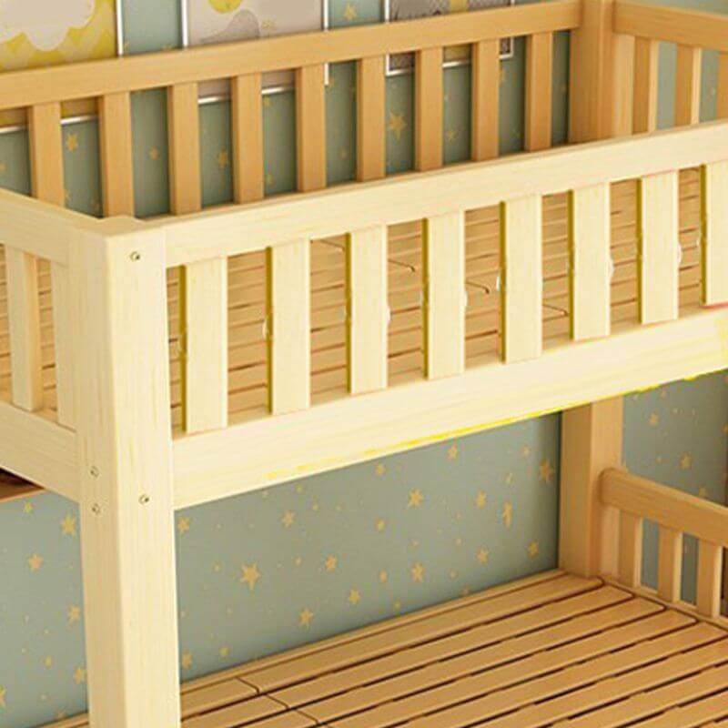 Wooden Bunk Bed With Ladder & Drawers - Natural Finish