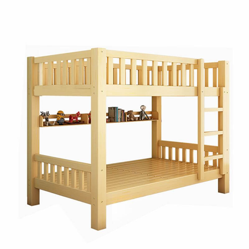 Wooden Bunk Bed With Ladder & Drawers - Natural Finish