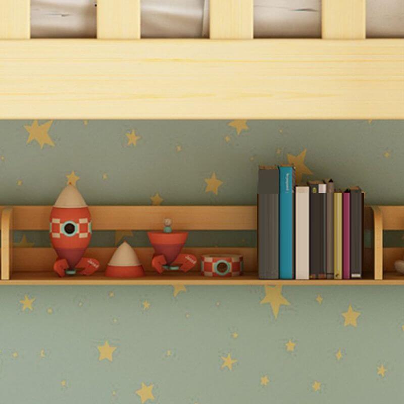 Wooden Bunk Bed With Ladder & Drawers - Natural Finish