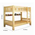 Wooden Bunk Bed With Ladder & Drawers - Natural Finish Dimensions