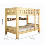 Wooden Bunk Bed With Ladder & Drawers - Natural Finish Dimensions