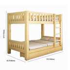 Wooden Bunk Bed With Ladder & Drawers - Natural Finish Dimensions