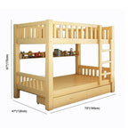 Wooden Bunk Bed With Ladder & Drawers - Natural Finish Dimensions