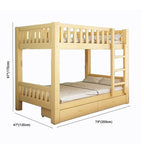 Wooden Bunk Bed With Ladder & Drawers - Natural Finish Dimensions