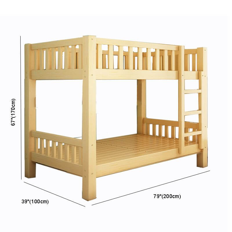 Wooden Bunk Bed With Ladder & Drawers - Natural Finish Dimensions