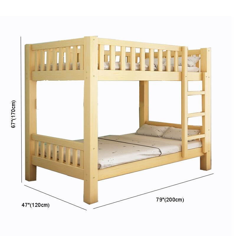 Wooden Bunk Bed With Ladder & Drawers - Natural Finish Dimensions