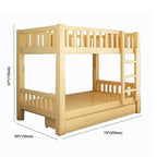 Wooden Bunk Bed With Ladder & Drawers - Natural Finish Dimensions