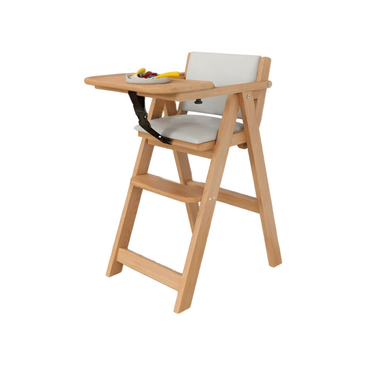 Wooden Kids Chair With PU Upholstery - Walnut/Blue