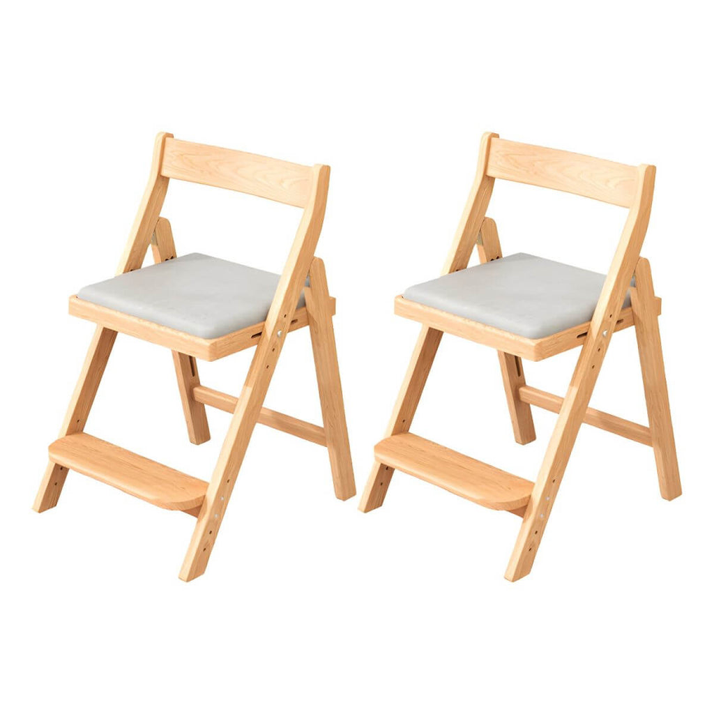 Wooden Kids Chair With PU Upholstery - Walnut/Blue