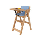 Wooden Kids Chair With PU Upholstery - Walnut/Blue