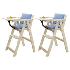 Wooden Kids Chair With PU Upholstery - Walnut/Blue