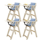 Wooden Kids Chair With PU Upholstery - Walnut/Blue