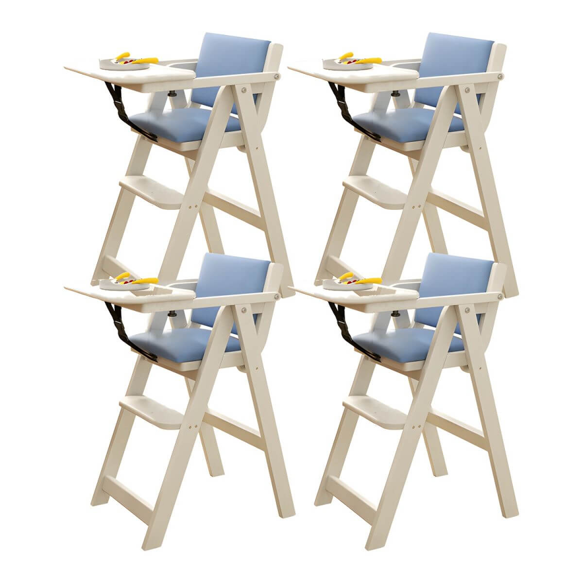 Wooden Kids Chair With PU Upholstery - Walnut/Blue