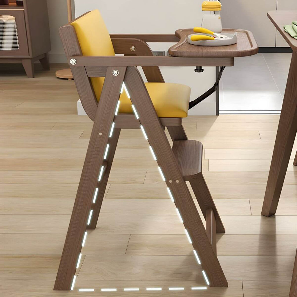 Wooden Kids Chair With PU Upholstery - Walnut/Blue