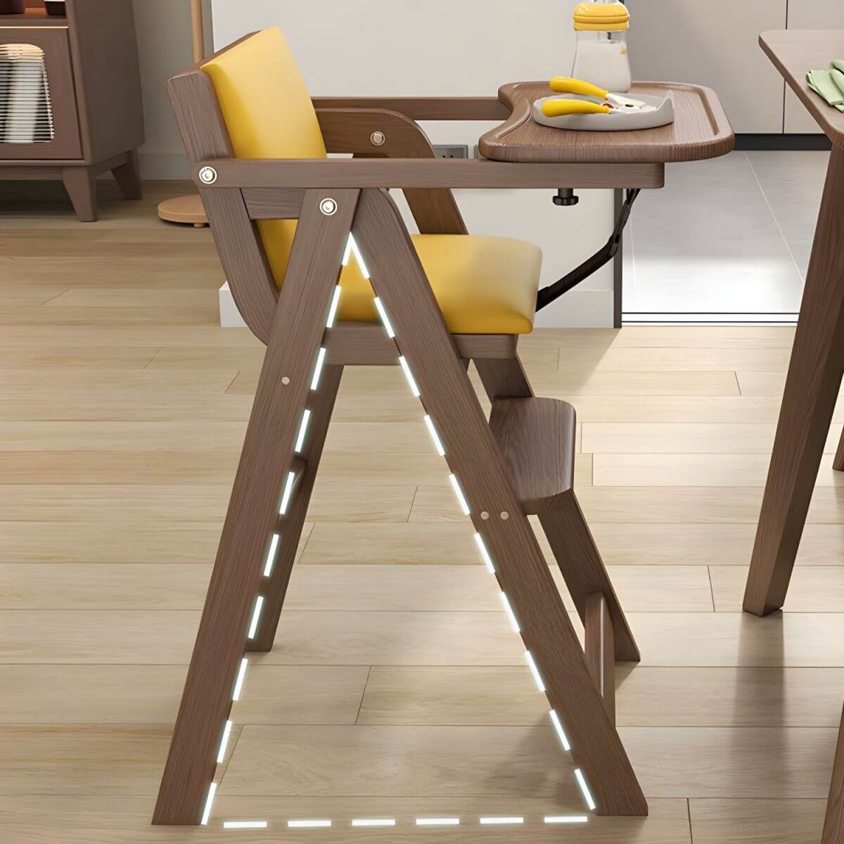 Wooden Kids Chair With PU Upholstery - Walnut/Blue