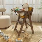 Wooden Kids Chair With PU Upholstery - Walnut/Blue