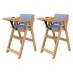 Wooden Kids Chair With PU Upholstery - Walnut/Blue
