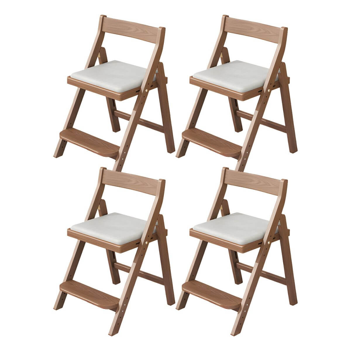 Wooden Kids Chair With PU Upholstery - Walnut/Blue