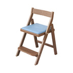 Wooden Kids Chair With PU Upholstery - Walnut/Blue