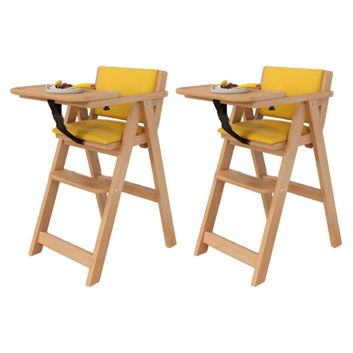 Wooden Kids Chair With PU Upholstery - Walnut/Blue