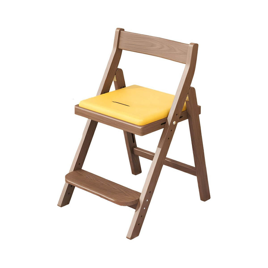 Wooden Kids Chair With PU Upholstery - Walnut/Blue