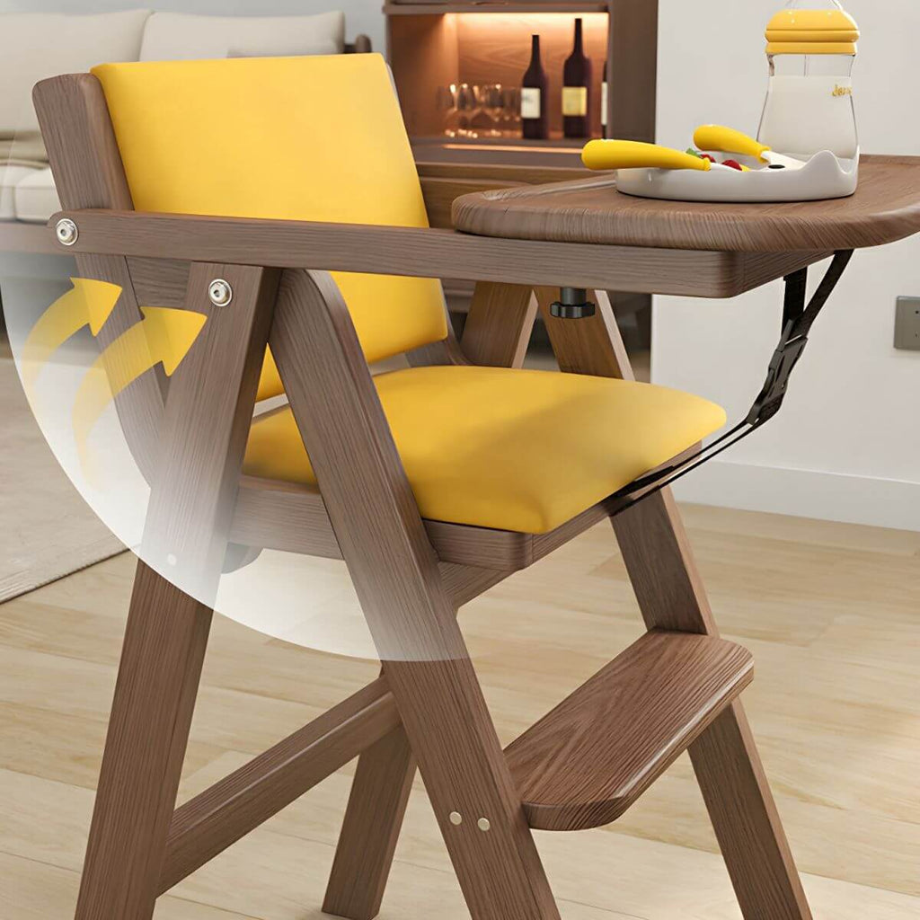 Wooden Kids Chair With PU Upholstery - Walnut/Blue