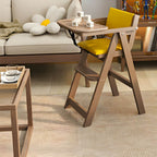 Wooden Kids Chair With PU Upholstery - Walnut/Blue