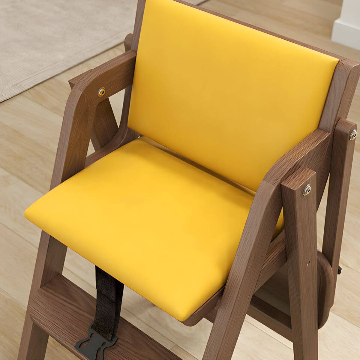 Wooden Kids Chair With PU Upholstery - Walnut/Blue