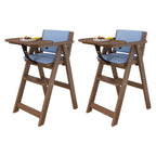 Wooden Kids Chair With PU Upholstery - Walnut/Blue