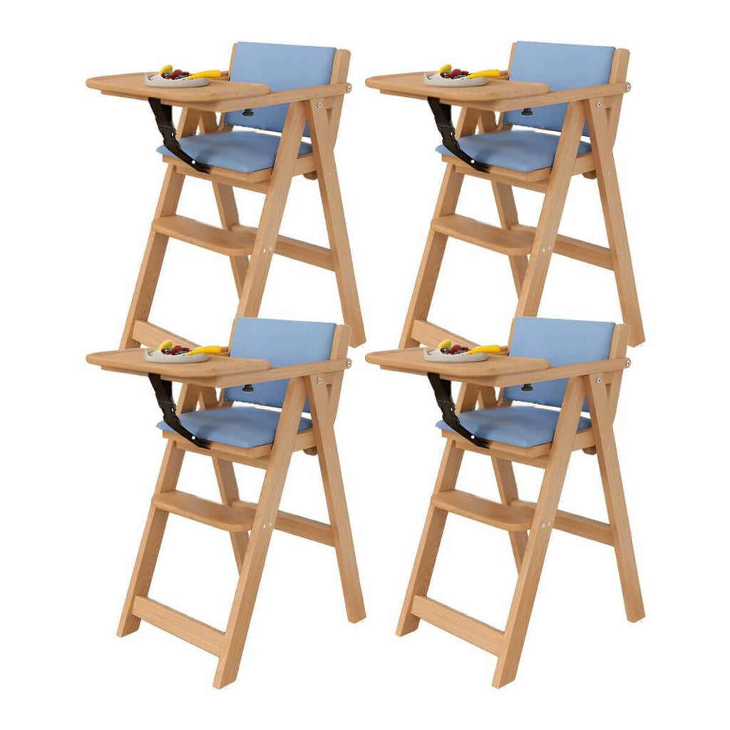 Wooden Kids Chair With PU Upholstery - Walnut/Blue