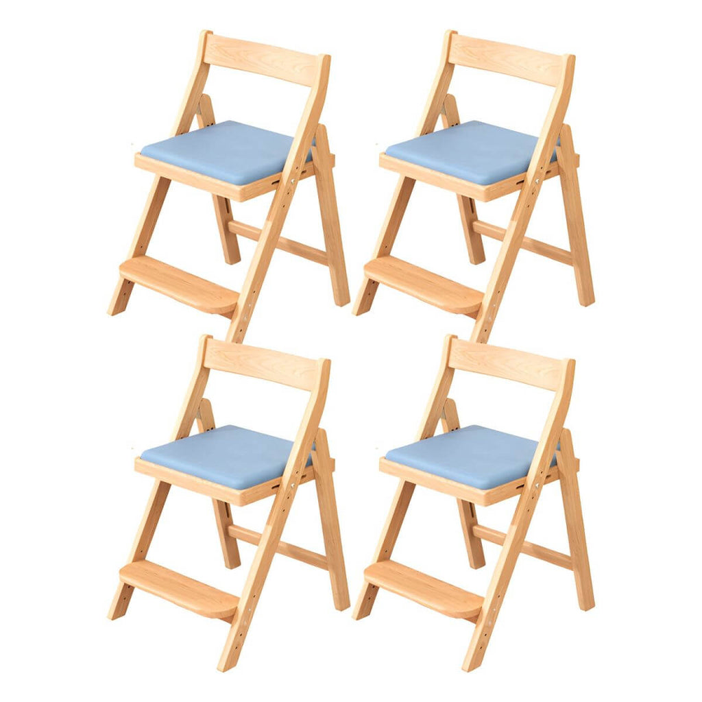 Wooden Kids Chair With PU Upholstery - Walnut/Blue