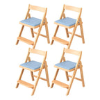 Wooden Kids Chair With PU Upholstery - Walnut/Blue