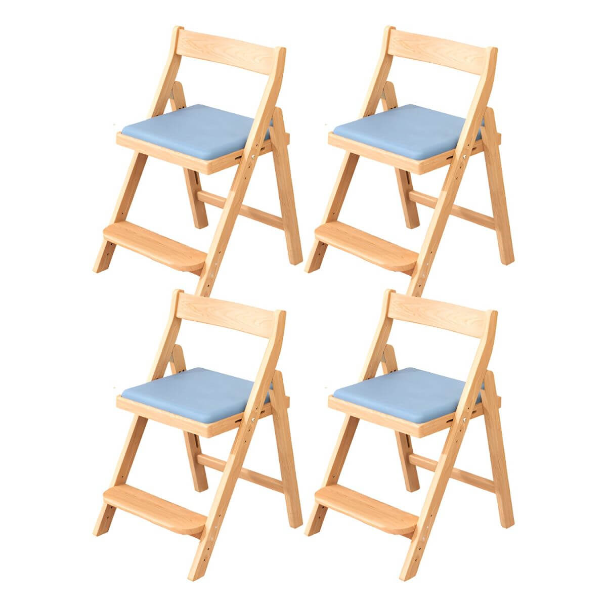 Wooden Kids Chair With PU Upholstery - Walnut/Blue