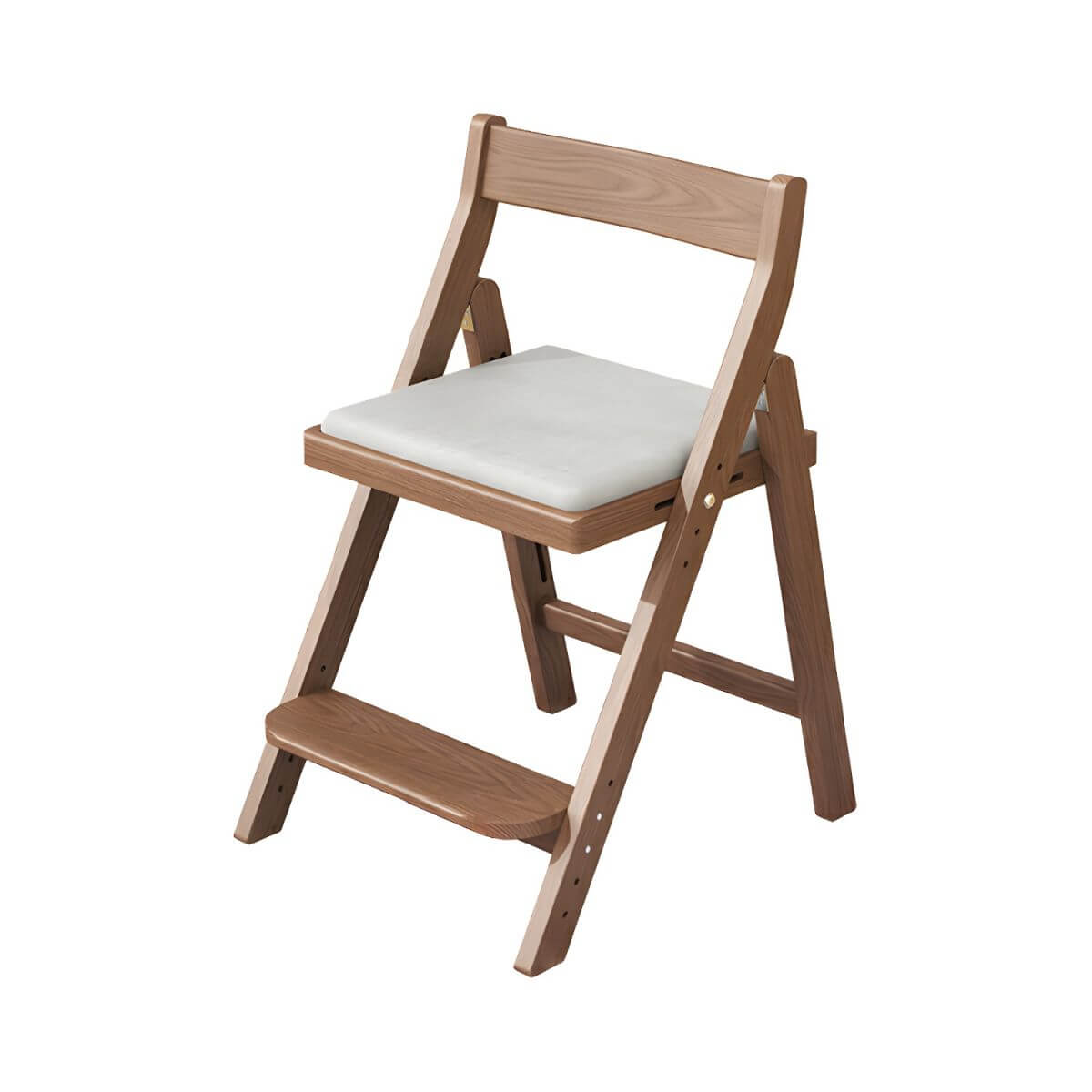 Wooden Kids Chair With PU Upholstery - Walnut/Blue