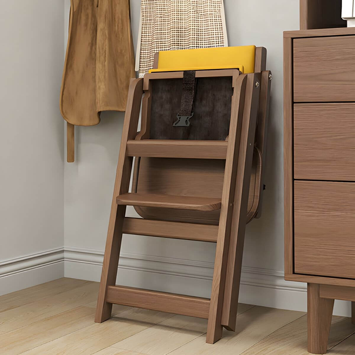 Wooden Kids Chair With PU Upholstery - Walnut/Blue