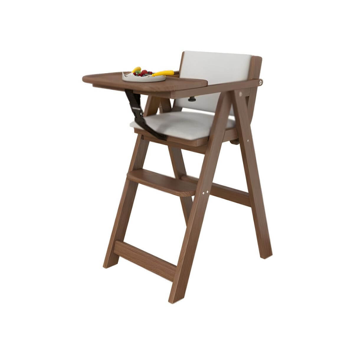 Wooden Kids Chair With PU Upholstery - Walnut/Blue