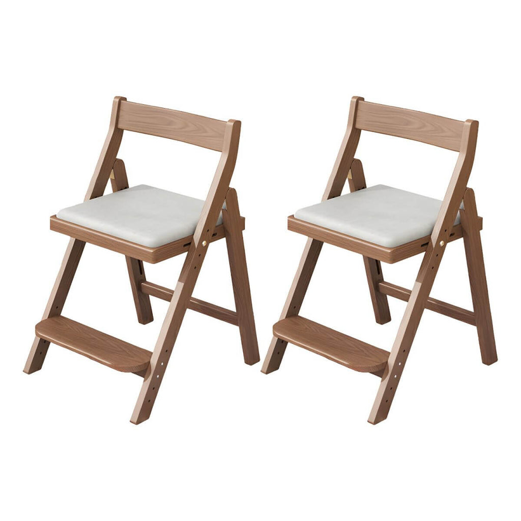 Wooden Kids Chair With PU Upholstery - Walnut/Blue