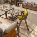 Wooden Kids Chair With PU Upholstery - Walnut/Blue