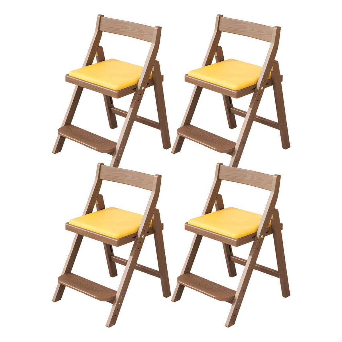 Wooden Kids Chair With PU Upholstery - Walnut/Blue