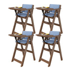 Wooden Kids Chair With PU Upholstery - Walnut/Blue