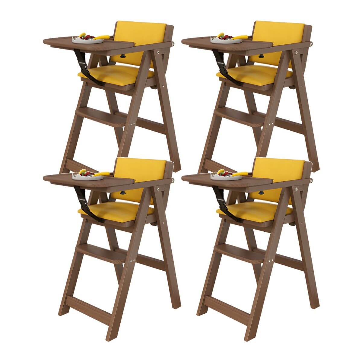 Wooden Kids Chair With PU Upholstery - Walnut/Blue