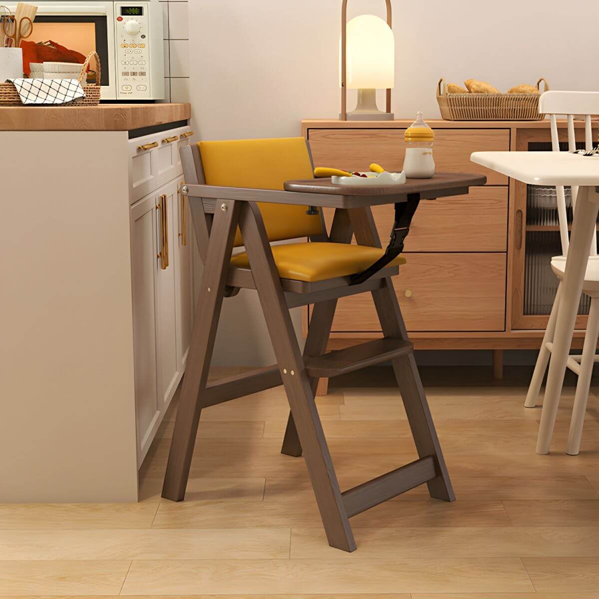 Wooden Kids Chair With PU Upholstery - Walnut/Blue Main Product Image