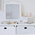 Wooden Kids Vanity Set with Mirror and Chair – Pink & White