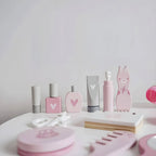 Wooden Kids Vanity Set with Mirror and Chair – Pink & White